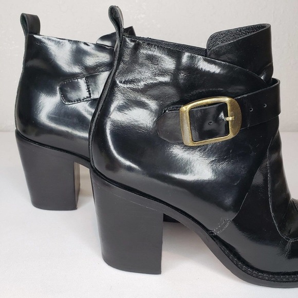 Arrichi Anthropologie Booties Black Patent Leather Heel Boots Womens Size 7 B - Picture 5 of 15